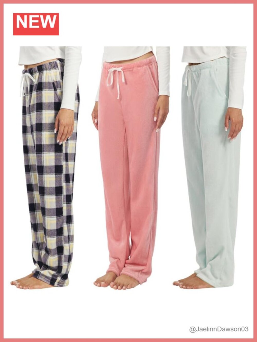 Women's Fleece Pajama Pants 3-Pack Cozy Sleep Lounge Bottoms with Pockets